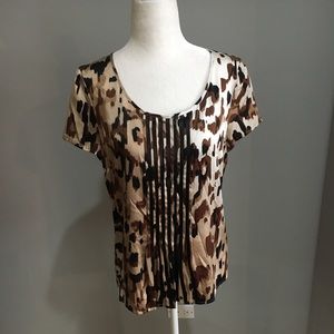 Escada silk animal print & stripe blouse